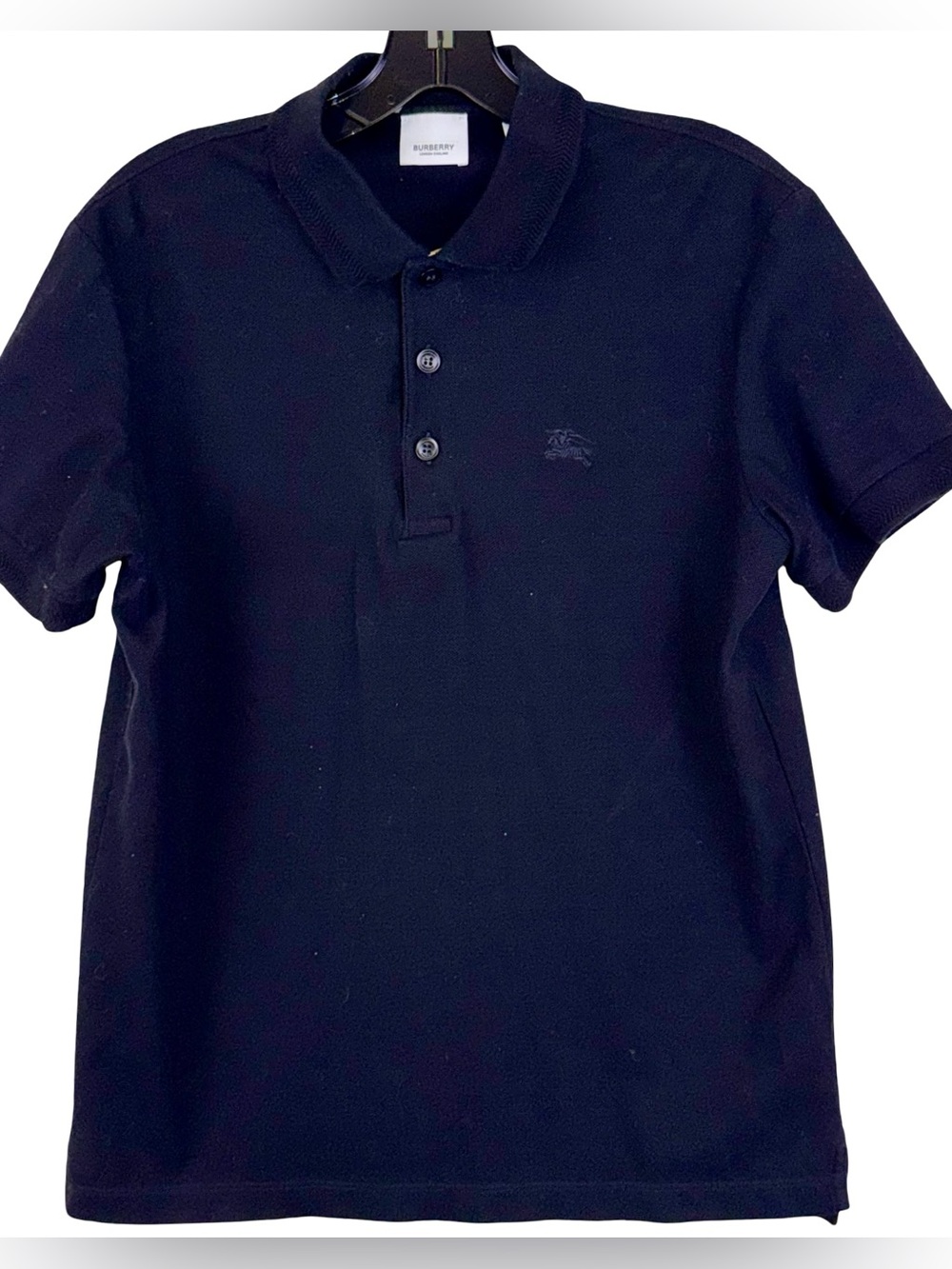 BURBERRY COTTON PIQUE POLO SHIRT IN BLACK